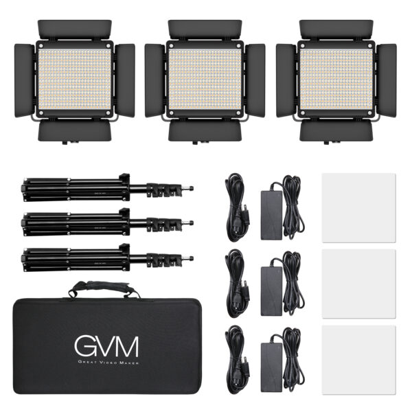 GVM-480LS 29W High Beam Bi-Color LED Video Soft Light 3-Video-Light-Kit - Image 5