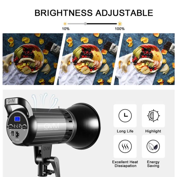 GVM-G100W 90W High Power LED Spotlight Bi-Color Studio Light 3 kits - Image 8
