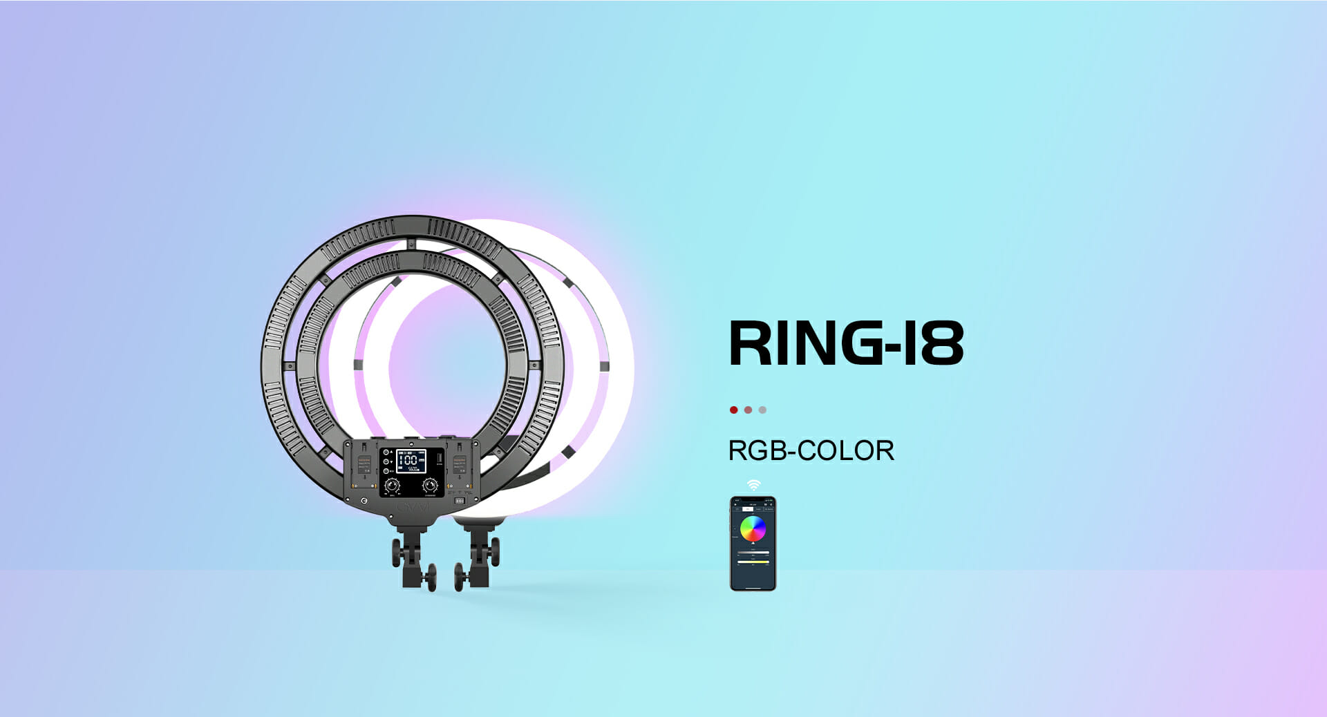 LED Ring Light Pro BI-Color 18RBL + Battery • www.