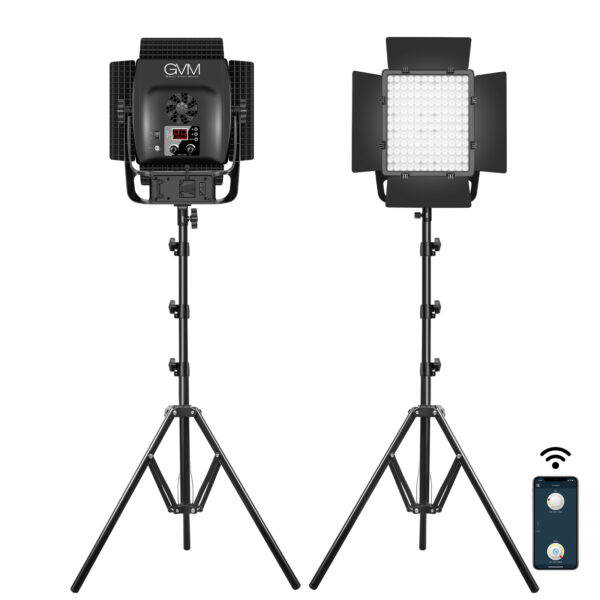 GVM-LT100S 100W High Power Bi-Color Lens Light beads Video Lighting Kit 2-Light-Kit