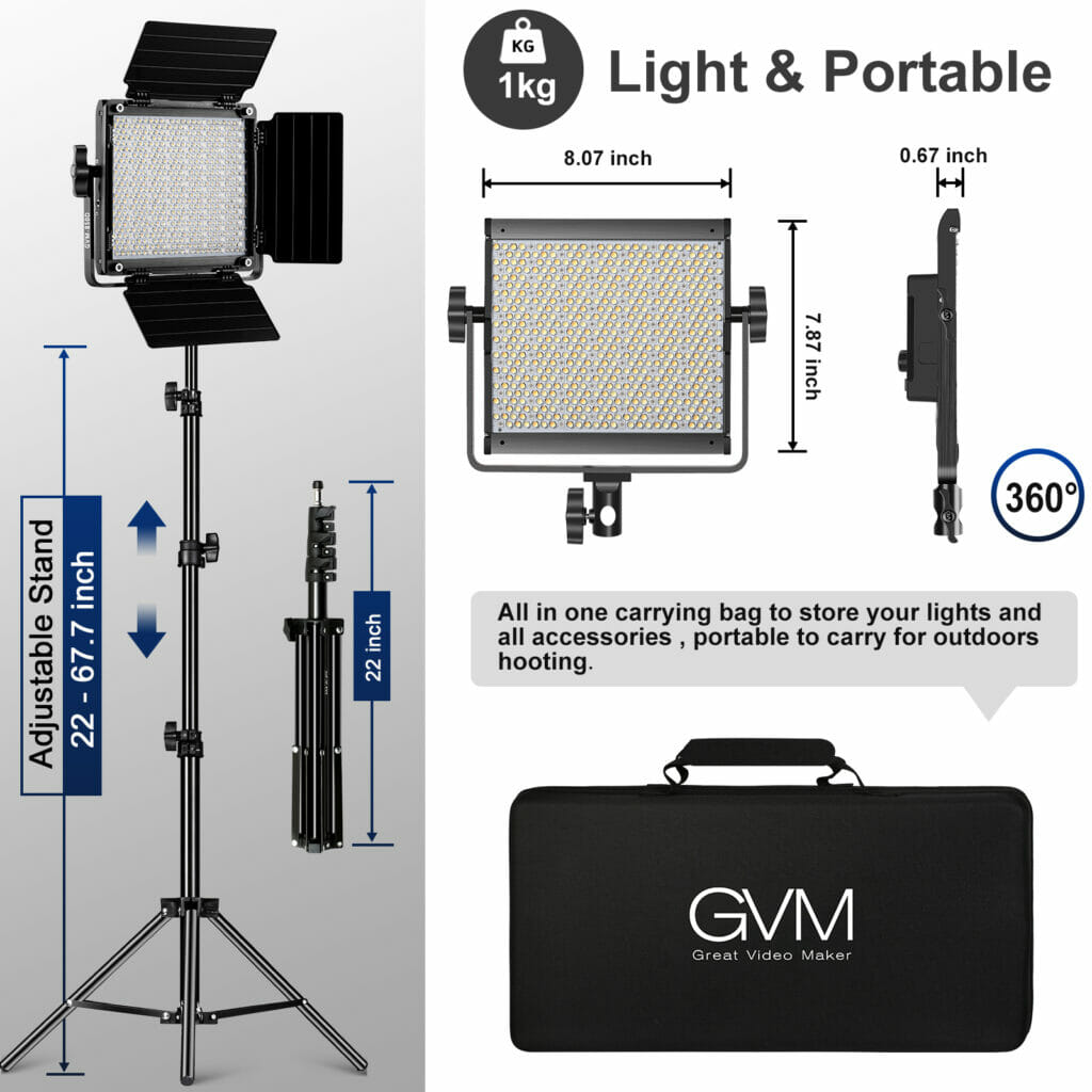 GVM-850D 40W High Beam Bi-Color and High Power RGB Video Lighting Kit 2