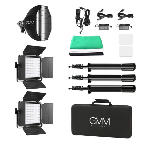 GVM Professional RGB Soft Lighting Kit Master-Slave Mode 800D RGB Light+80W Spotlight - Image 15