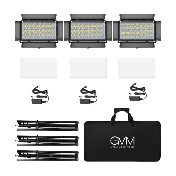 GVM-1500D 75W Powerful Bi-color and RGB Video Light 3-Light-Kit - Image 5