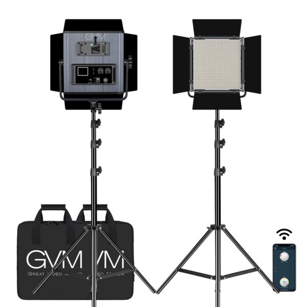GVM LED-1200 65W Powerful Bi-color Video Panel Light Kit 2Pcs