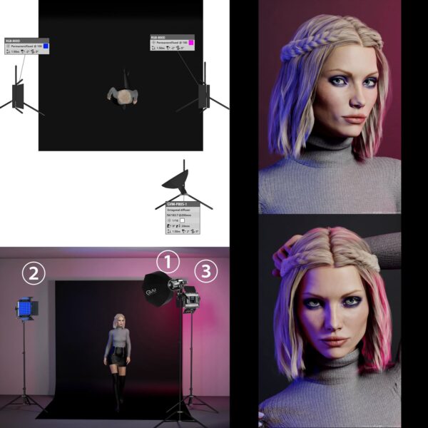 GVM Professional RGB Soft Lighting Kit Master-Slave Mode 800D RGB Light+80W Spotlight - Image 9