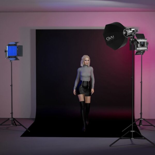 GVM Professional RGB Soft Lighting Kit Master-Slave Mode 800D RGB Light+80W Spotlight - Image 5