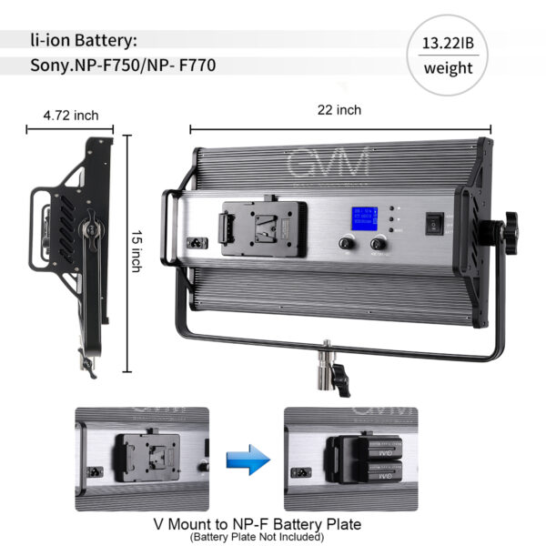 GVM 110W RGB Powerful Bi-color and RGB Video Panel Light - Image 2