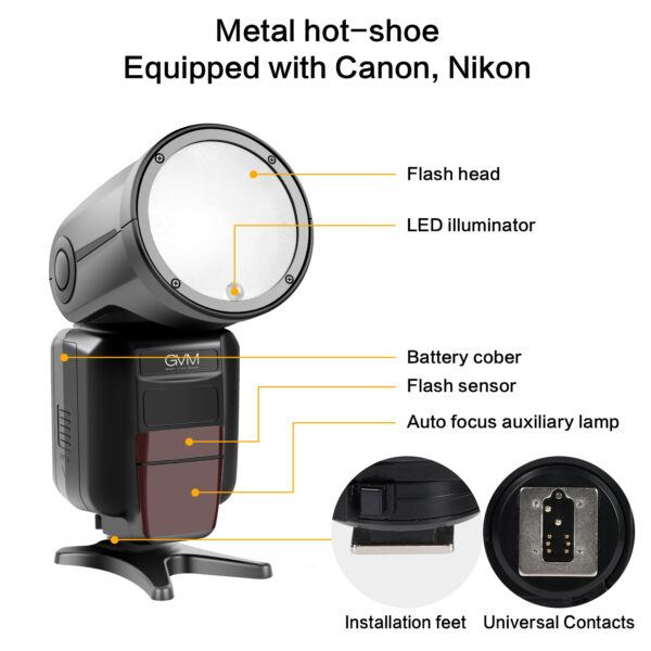 GVM TTL Li-Ion Camera Flash Speedlite for Canon and Nikon - Image 9
