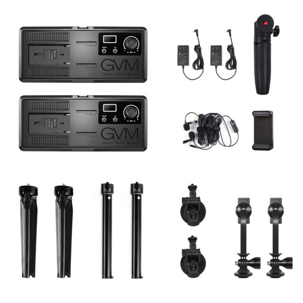 GVM RGB20W On-Camera RGB & Bi-color LED Video Light 2-Light Kit Set with Bluetooth App Control & Power Supplies - Image 3