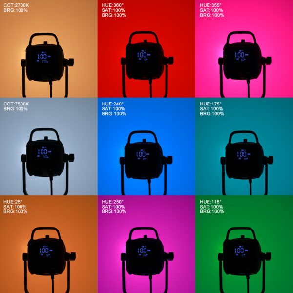 GVM PR150R 150W High Power LED Monolight Bi-Color & RGB Studio Lighting Kit with Softbox - Image 4