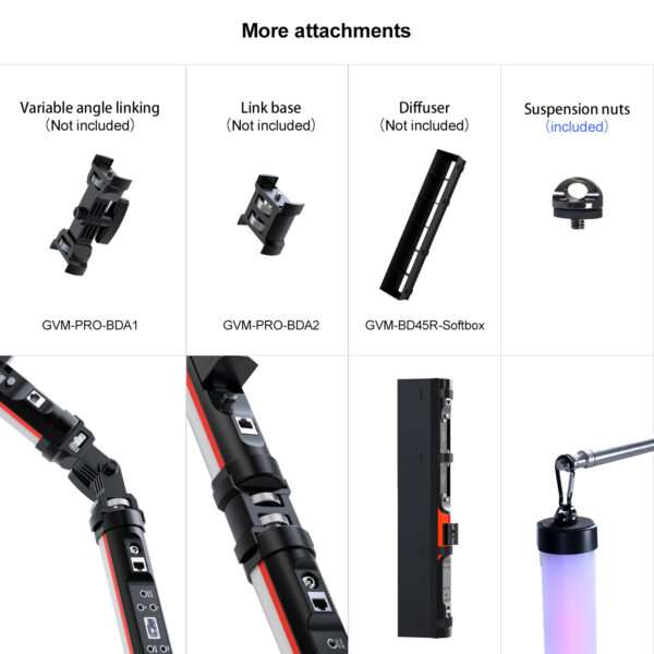 GVM BD25R RGB & Bi-color Colorful stick Tube Light - Image 12