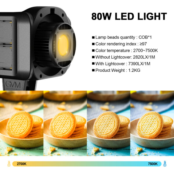 GVM SD80D 80w Bi-Color Spotlight Daylight 3 kits - Image 6