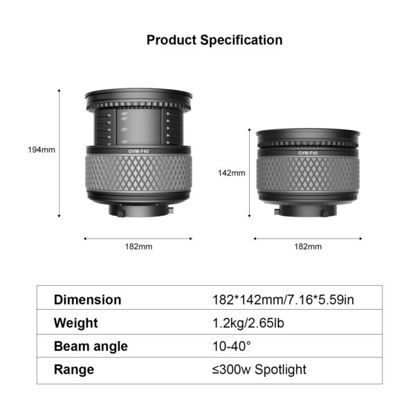GVM F40 Fresnel Attachment for LED Light Spotlight - Image 6
