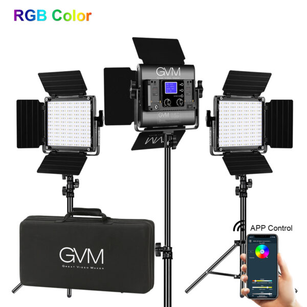 GVM 800D-Ⅰ40W Bi-color and RGB WIFI connection Panel Light Set of 3 lights