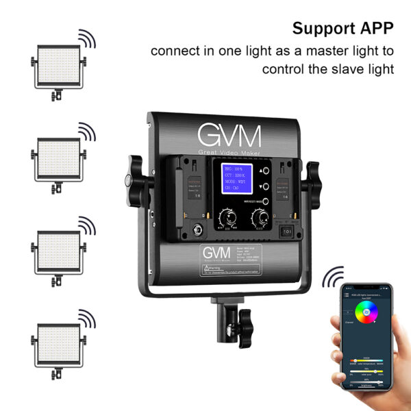 GVM 800D-Ⅰ40W Bi-color and RGB  WIFI connection Panel Light  Set of 2 lights - Image 2