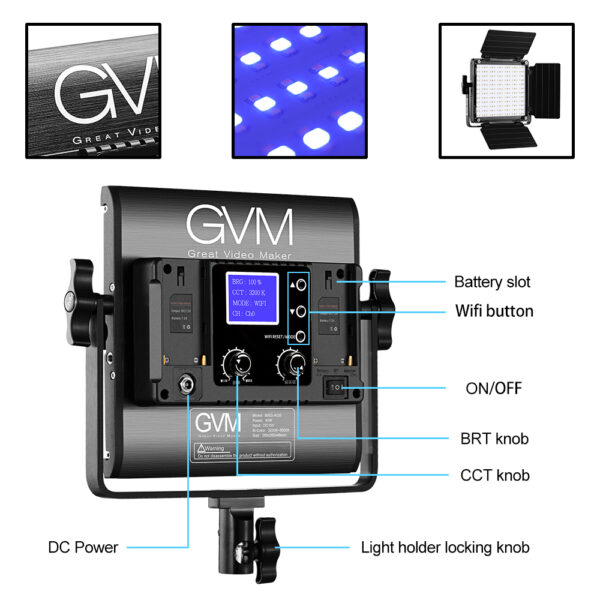 GVM 800D-Ⅰ40W Bi-color and RGB  WIFI connection Panel Light  Set of 2 lights - Image 8