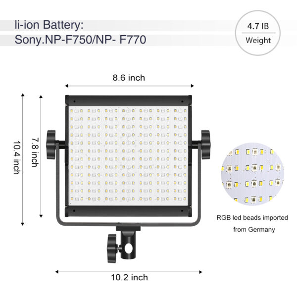 GVM 800D-Ⅰ40W Bi-color and RGB WIFI connection Panel Light Set of 3 lights - Image 6