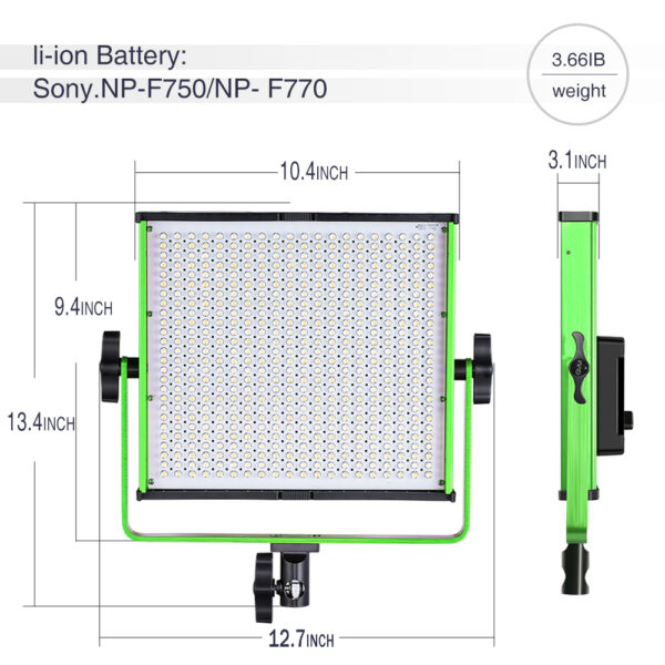 GVM-520LS-G 30W High Beam High Brightness Bi-Color LED VIdeo Soft Light Green (No Four-Way Barndoor） - Image 4