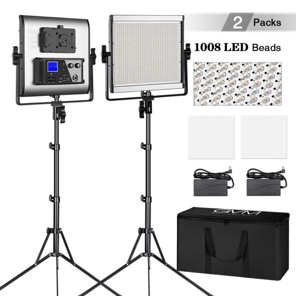 GVM-F50S Square Simple Light with 1000 Beads 50W Dual Color Temperature LCD Set of 2 lights