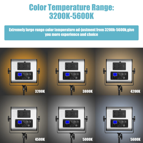 GVM-F50S Square Simple Light with 1000 Beads 50W Dual Color Temperature LCD Set of 2 lights - Image 7