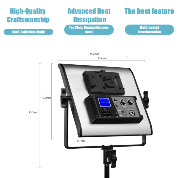 GVM-F50S Square Simple Light with 1000 Beads 50W Dual Color Temperature LCD Set of 2 lights - Image 6