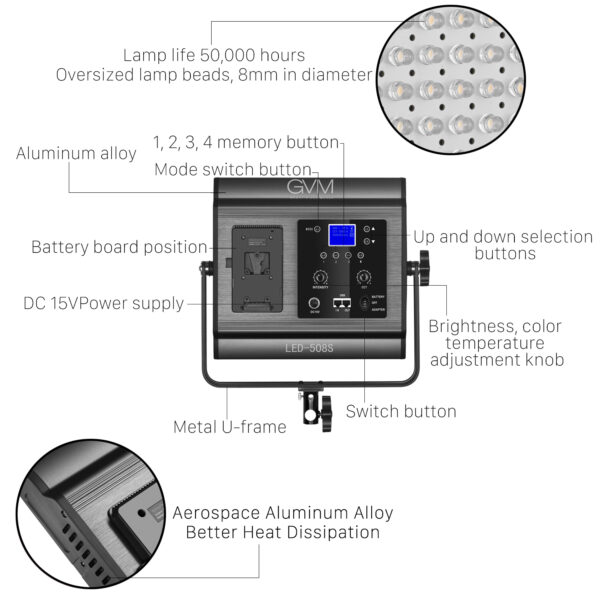 GVM 508S LED Studio Video Light - Image 5