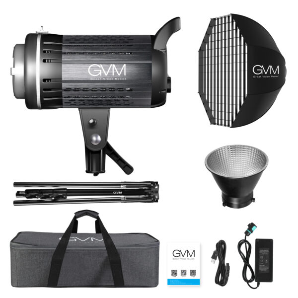 GVM G200D Dual Color Temperature 200W Spotlight + Light Stand + Softbox