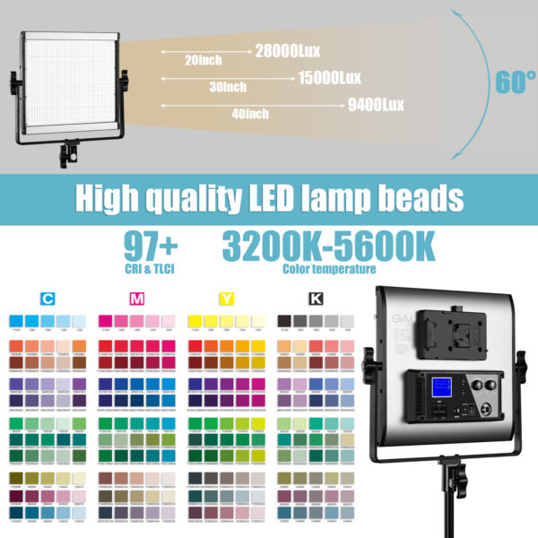 GVM-F50S Square Simple Light with 1000 Beads 50W Dual Color Temperature LCD Set of 2 lights - Image 4