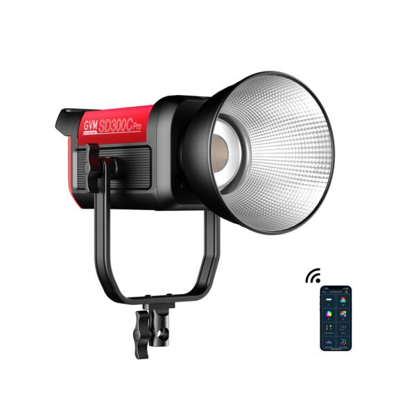 The GVM PRO-SD300C, a versatile RGB color-mixing studio light providing vibrant and creative continuous lighting for film and video.