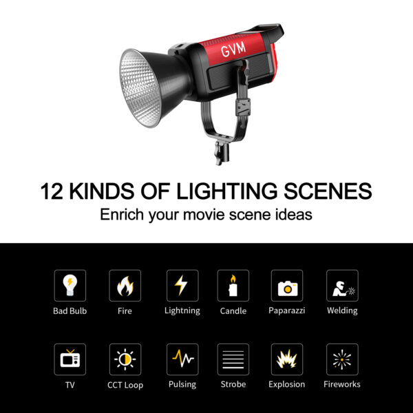 GVM PRO-SD300B 300W Bi-Color Monolight(V-mount & Mesh Bluetooth) - Image 7