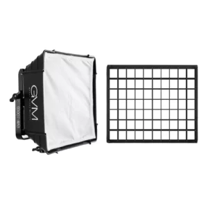 The GVM softbox, compatible with 1000D, 680RS, and 880RS panels, shown attached to a light to create a larger, softer source.