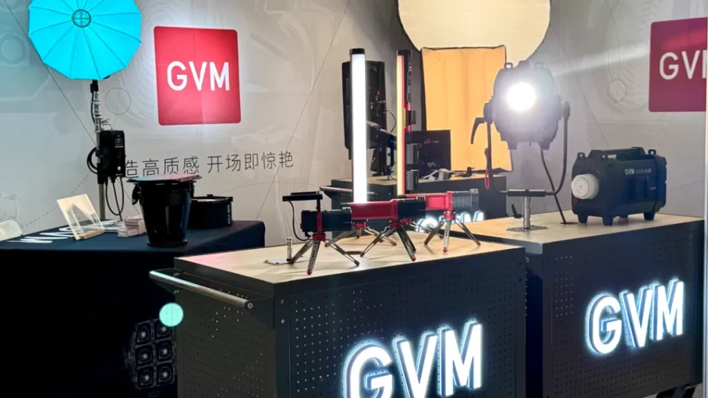 GVM booth at Beijing Expo showcasing innovative film lighting.