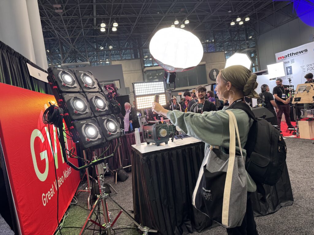 Beyond the Booth: GVM Unveils the Future of Lighting at BILD Expo 2025 5 A GVM 6-head Multi Yoke Frame holding six GVM Flathead lights, creating a powerful 2400W modular film lighting array for professional studio productions at BILD Expo 2025.