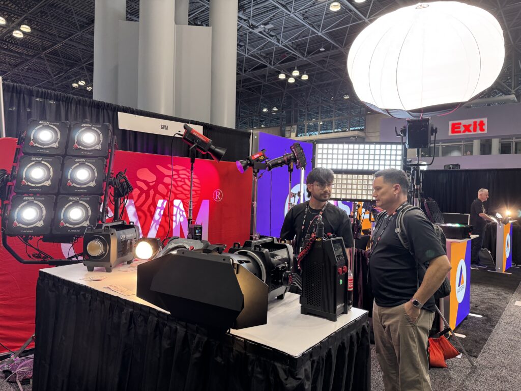 Beyond the Booth: GVM Unveils the Future of Lighting at BILD Expo 2025 2 The new GVM Reign R1200B professional film light taking center stage at the GVM booth during the BILD Expo 2025 showcase in New York City.