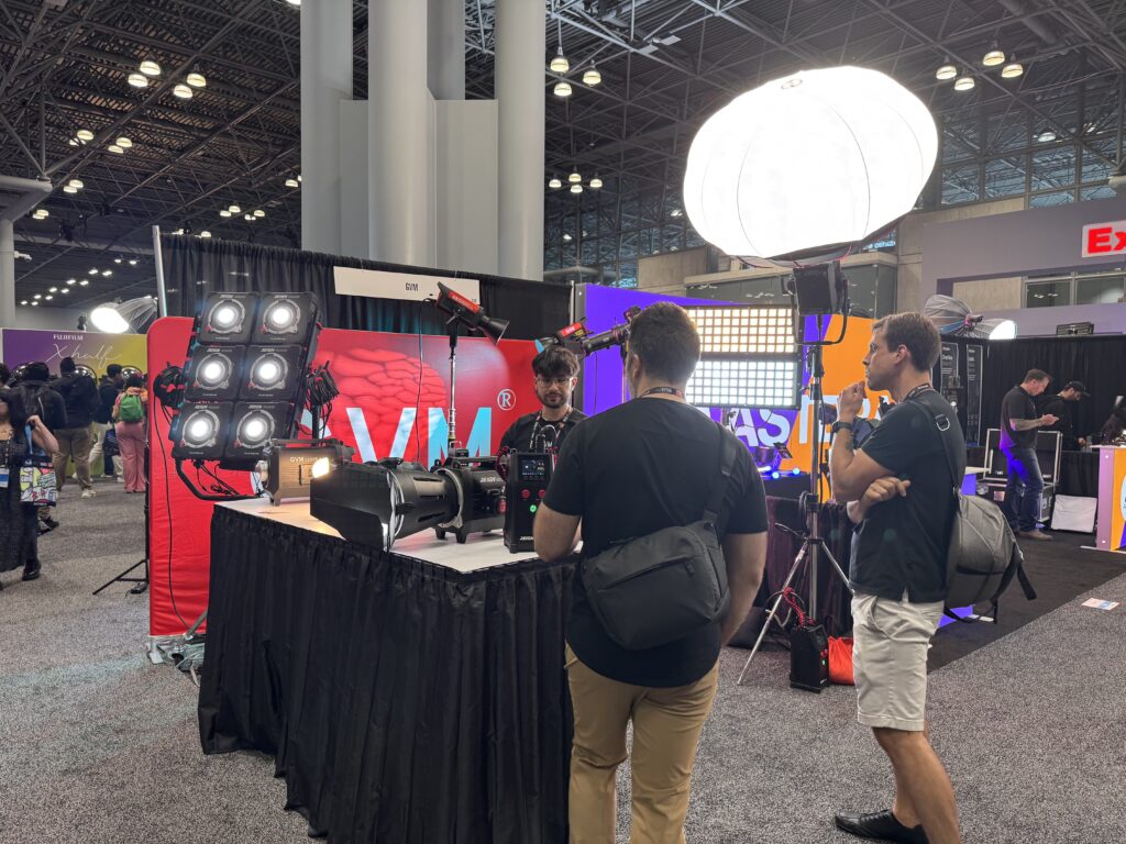 Beyond the Booth: GVM Unveils the Future of Lighting at BILD Expo 2025 7 A large, custom light array built from multiple GVM Ziptile bi-color panels on display at the BILD Expo 2025, demonstrating the system's ability to create any size light source for filmmakers.