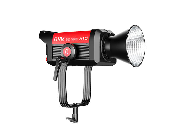 Tired of Juggling Lights? Enter Continue Light for Photo & Video 2 A close-up product shot of a red and black studio continuous light (continue light) unit with a standard reflector attached, isolated on a white background.