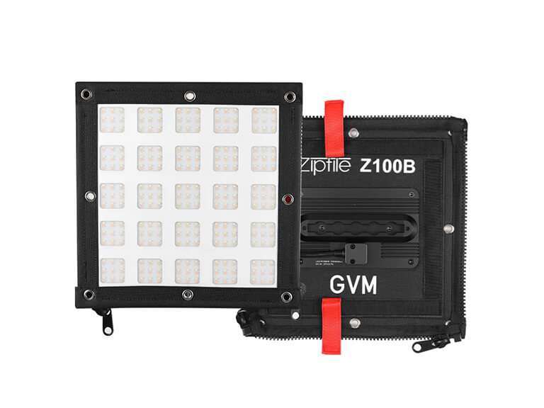 From Compact to Custom: Exploring the GVM Z100B 100W Portable Light 3 Front and rear view of the GVM Z100B 100W portable light showing LED panel and control unit