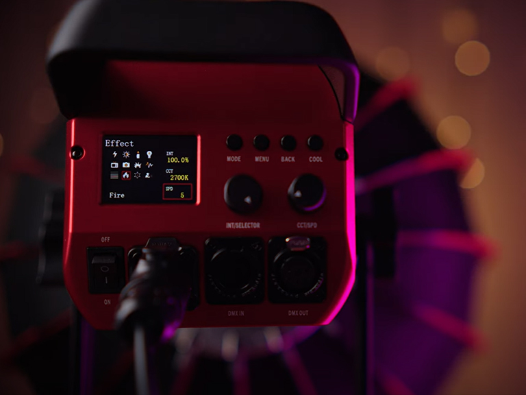 Podcast Background Lighting Ideas: Add Ambiance & Depth to Your Studio 10 The GVM SD300B AIO 300W Bi-Color All-in-One Video Light, a powerful professional LED light with integrated controller, Bowens mount, cinematic color accuracy (CRI 95, TLCI 95), and ultra-quiet cooling, perfect for high-performance podcast lighting.
