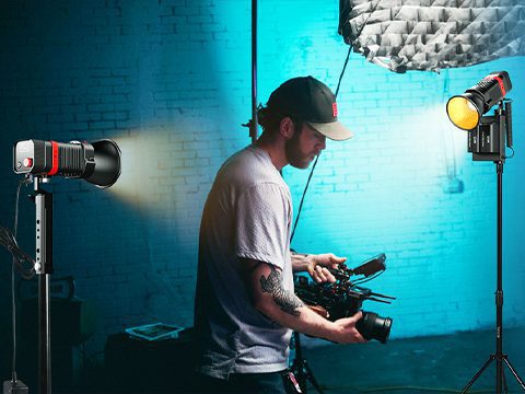 GVM PL60C RGB Lampade Da Studio Lampada Video LED COB 60W Con Batterie, Lampada