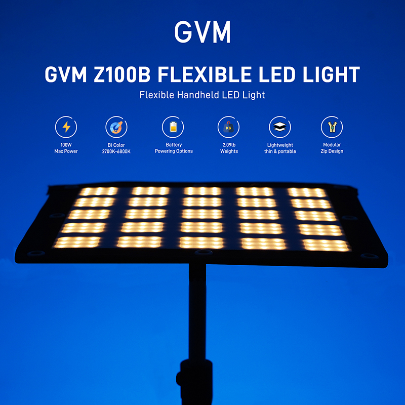 ZipTile Z100B 100W Bicolor can be spliced, portable, support USB-C firmware upgrade light 2 GVM Z100B 2