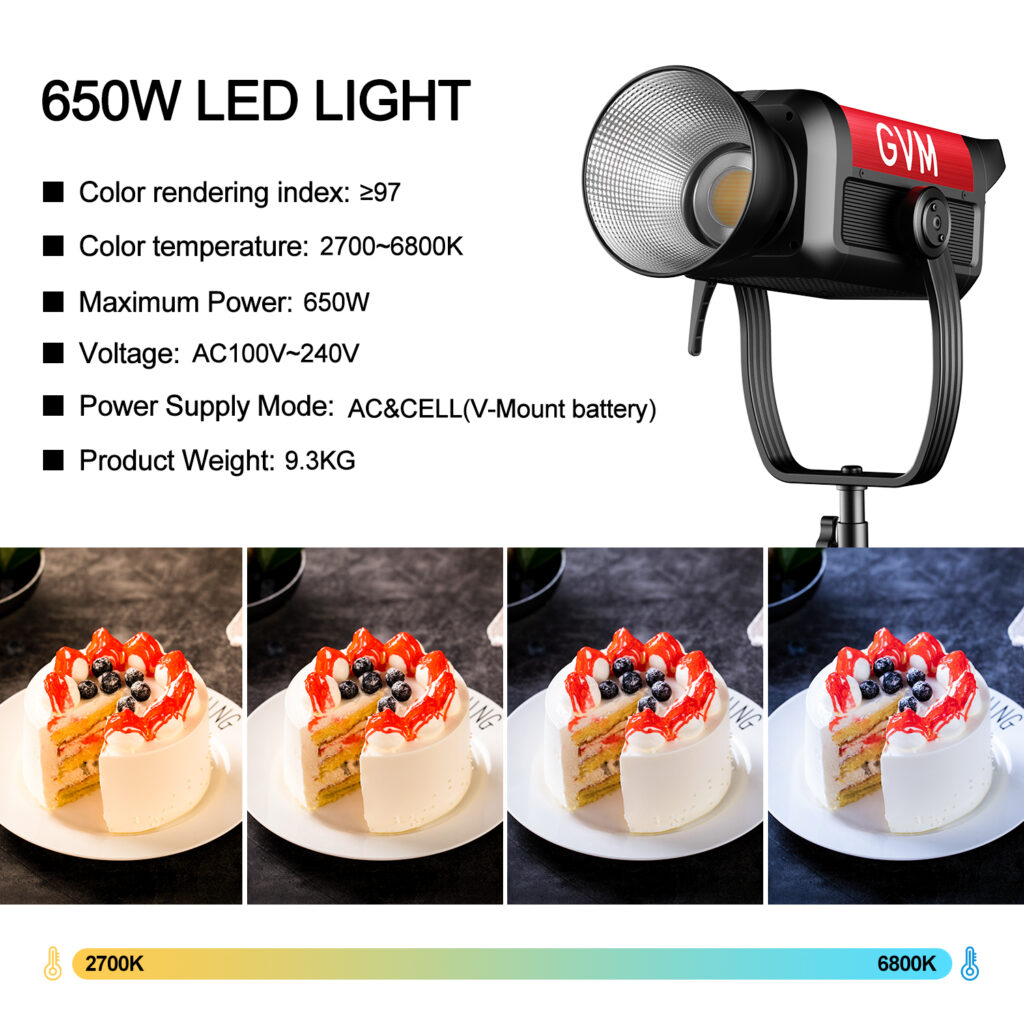 GVM PRO-SD650B 650W Waterproof Bi-Color Monolight(V-mount & Mesh Bluetooth) 10 PRO SD650B 输出