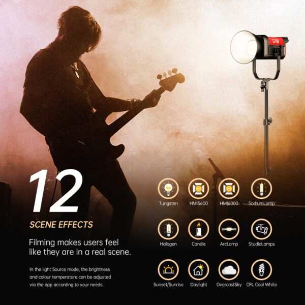 GVM PRO-SD300B 300W Bi-Color Monolight V-mount Mesh Bluetooth 6 PROSD300B光源模拟