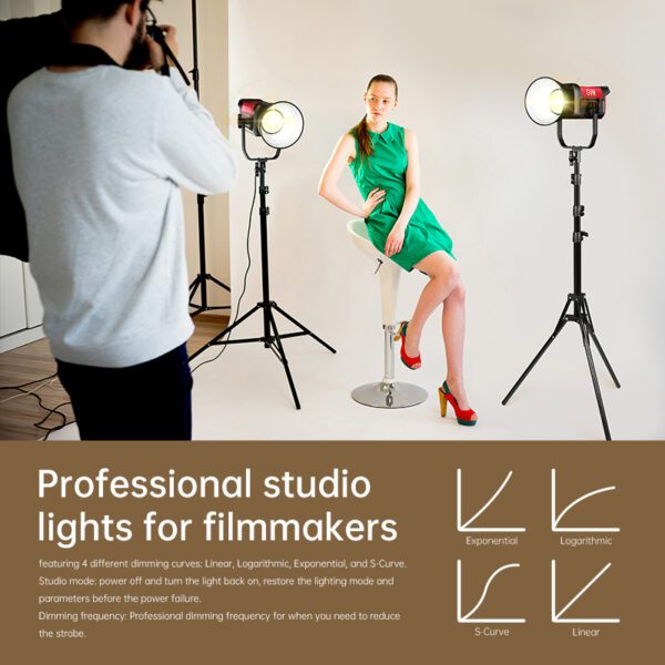 GVM PRO-SD300B 300W Bi-Color Monolight V-mount Mesh Bluetooth 3 PROSD300B曲线调光