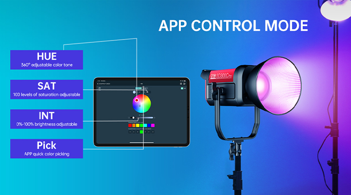 GVM PRO SD300C 300W High Power RGB&Bi-Color Monolight 12 PROSD300C APP控制