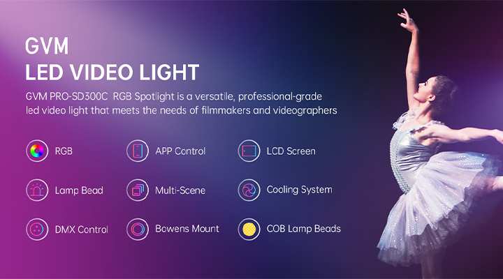 GVM PRO SD300C 300W High Power RGB&Bi-Color Monolight 8 PROSD300C 核心卖点