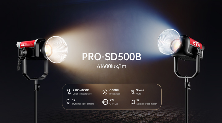 GVM PRO-SD500B 500W Waterproof Bi-Color Monolight (V-mount & Mesh Bluetooth) 6 PROSD500B 1