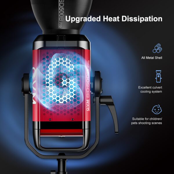 GVM PRO-SD500B 500W Waterproof Bi-Color Monolight (V-mount & Mesh Bluetooth) 2 PROSD500B 散热