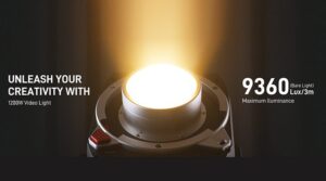 GVM Reign R1200B cinema lighting engine featuring ARRI-compatible G7 mount for maximum illuminance efficiency.