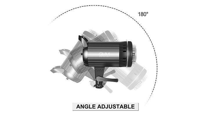 180 degree adjustable U-bracket angle on GVM Professional LED Studio lights