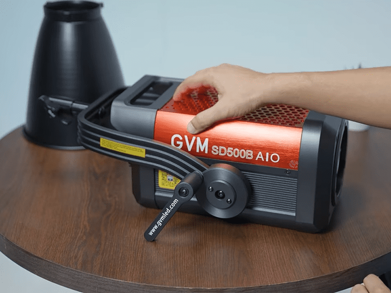 GVM SD500B AIO professional LED video light used for commercial product photography lighting.